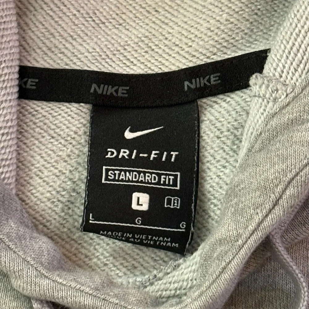 Nike Dri-Fit Gray Hoodie Large Zebra Swoosh‎ Pullover Sweatshirt